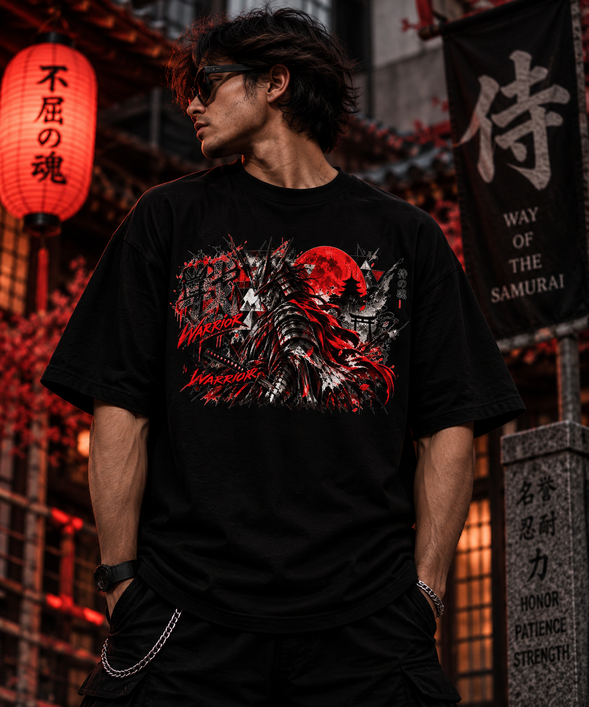 JACKXON: Japanese Ronin Samurai Warrior Oversized T-Shirt