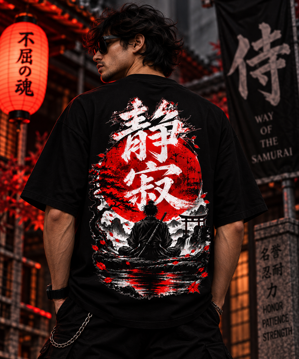 JACKXON: Red Sun Katana Streetwear Oversized T-Shirt