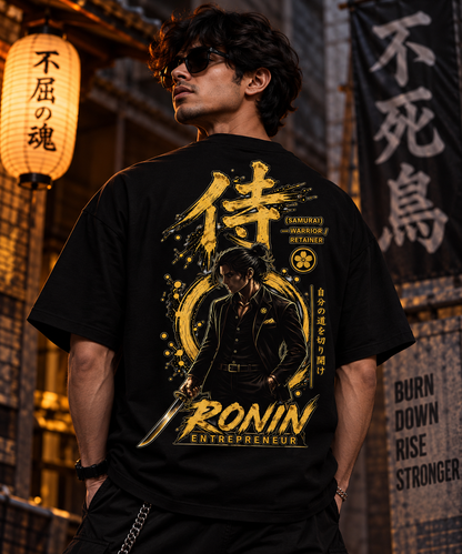 JACKXON: Ronin Entrepreneur Oversized T-Shirt | Japanese Samurai Streetwear Graphic Tee