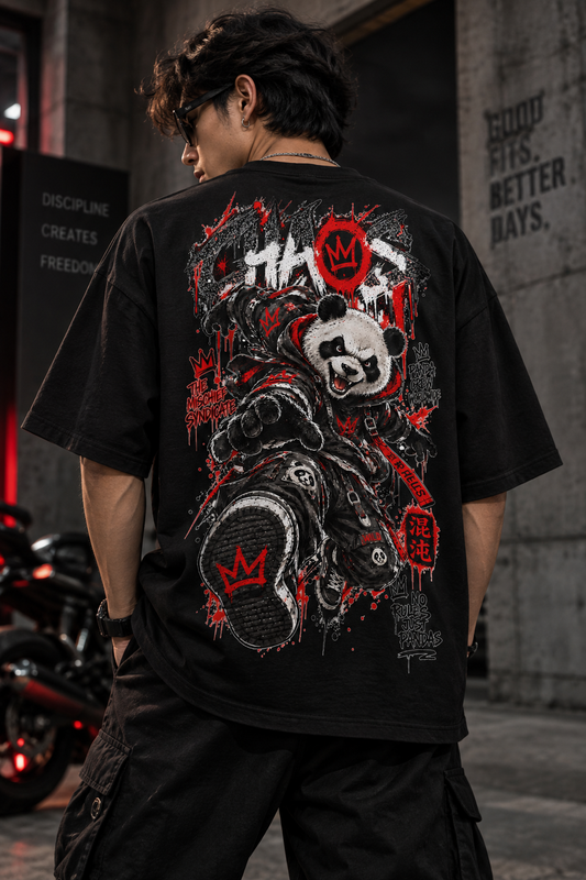 Panda Chaos Oversized T-Shirt | Premium Streetwear | JACKXON